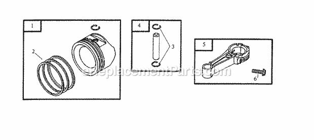 6hp Piston Diagram and Parts List for 2200H (26A-024-100, 2200H) (2001) Cub Cadet Engine